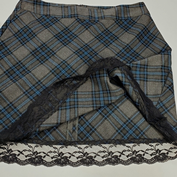 Harve Bernard Dark Grey Blue Plaid Lace Shirt 10 - Picture 6 of 9